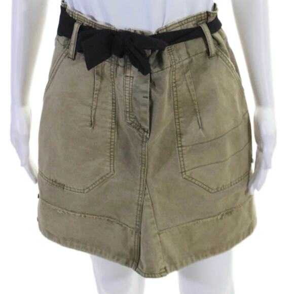 Zadig & Voltaire Jewel Grunge Olive Green Cotton Canvas Utility Skirt 36 S - Picture 2 of 9